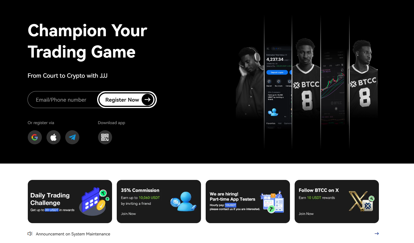 BTCC Exchange Dashboard Screenshot