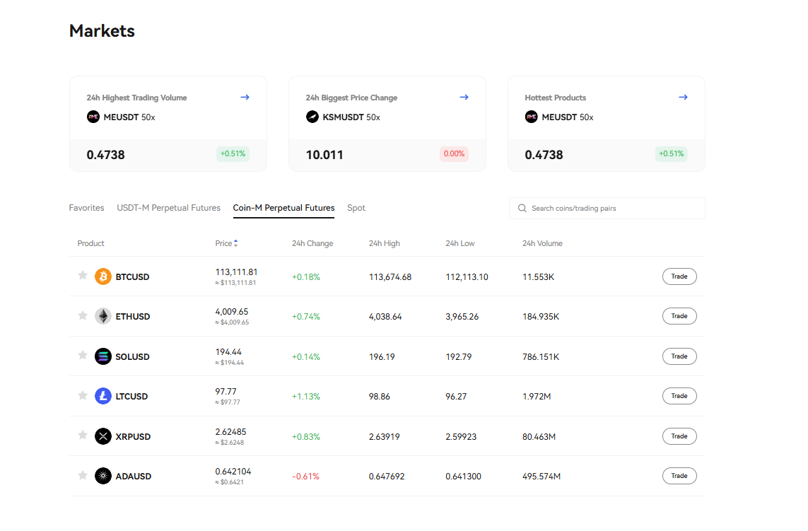 Interface of the BTCC spot market, showing crypto trading pairs and an order book.